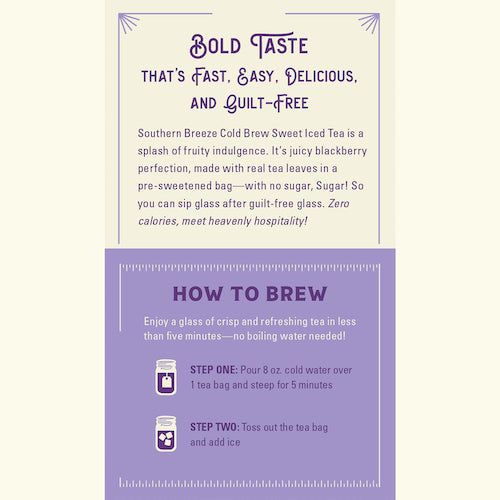 Southern Breeze Blackberry Sweet Iced Tea brewing instructions