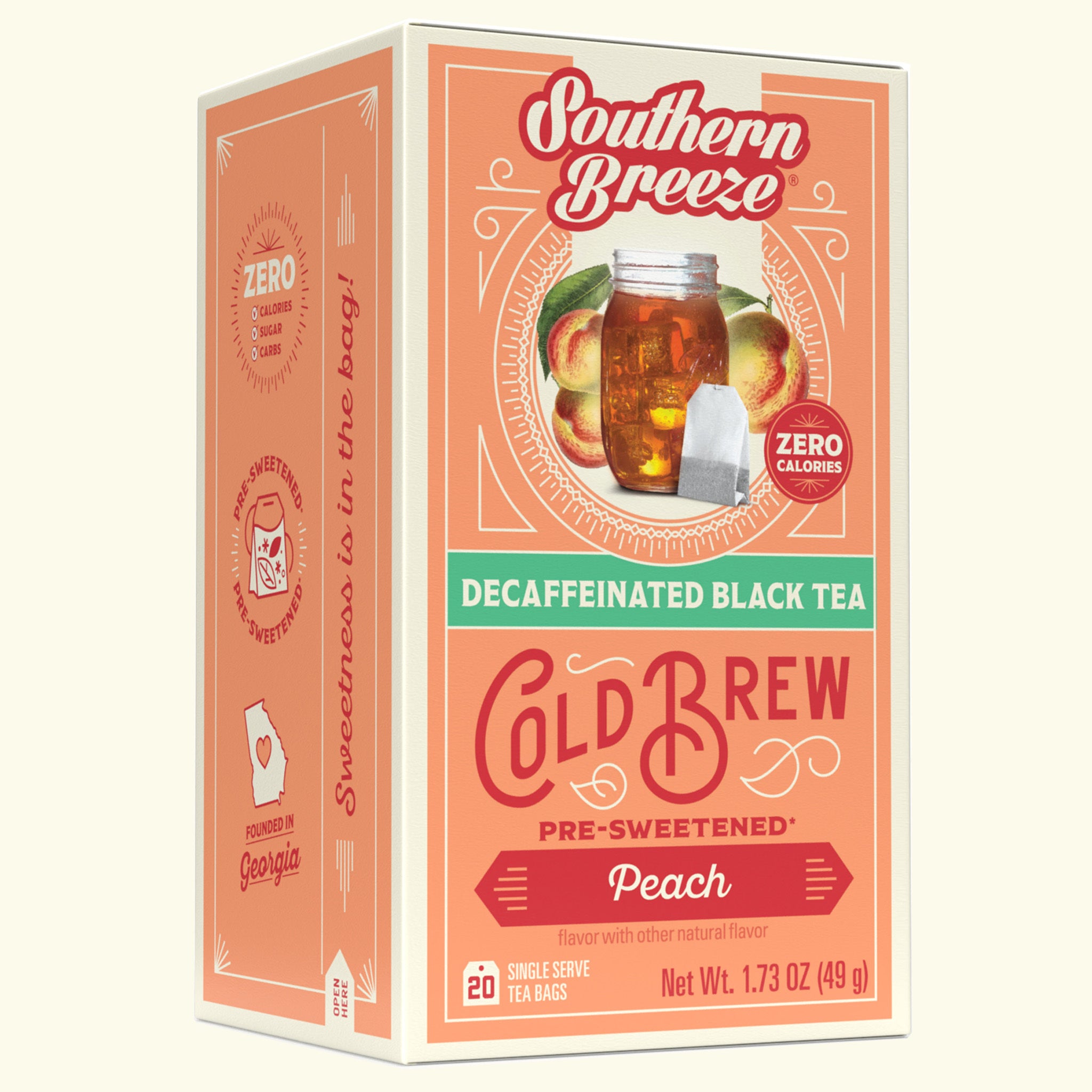 Decaf Peach Iced Sweet Tea | Sugar-Free, No Buzz