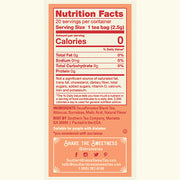 Southern Breeze Decaf Peach Sweet Iced Tea nutritional label and ingredients list
