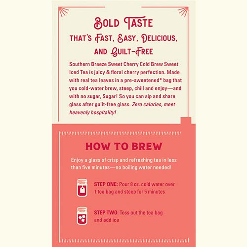 Southern Breeze Sweet Cherry Iced Tea brewing instructions