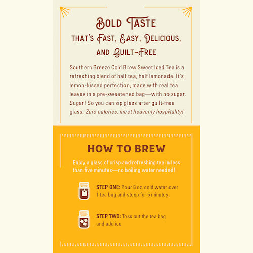 Southern Breeze Half & Half Sweet Iced Tea brewing instructions