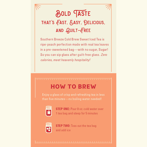 Southern Breeze Peach Sweet Iced Tea brewing instructions