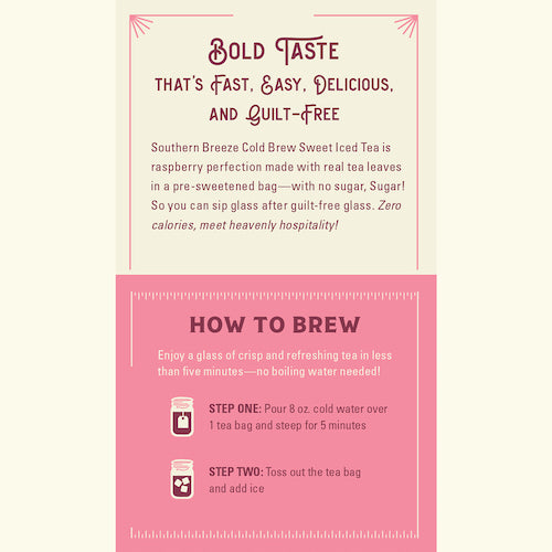 Southern Breeze Raspberry Sweet Iced Tea brewing instructions