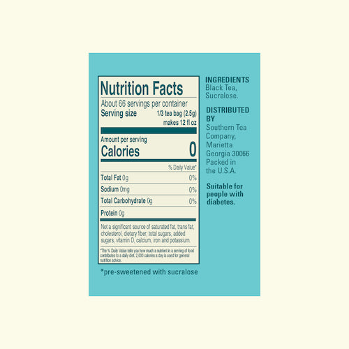 Southern Breeze Original Sweet Iced Tea 22ct family size nutritional facts and ingredients list label