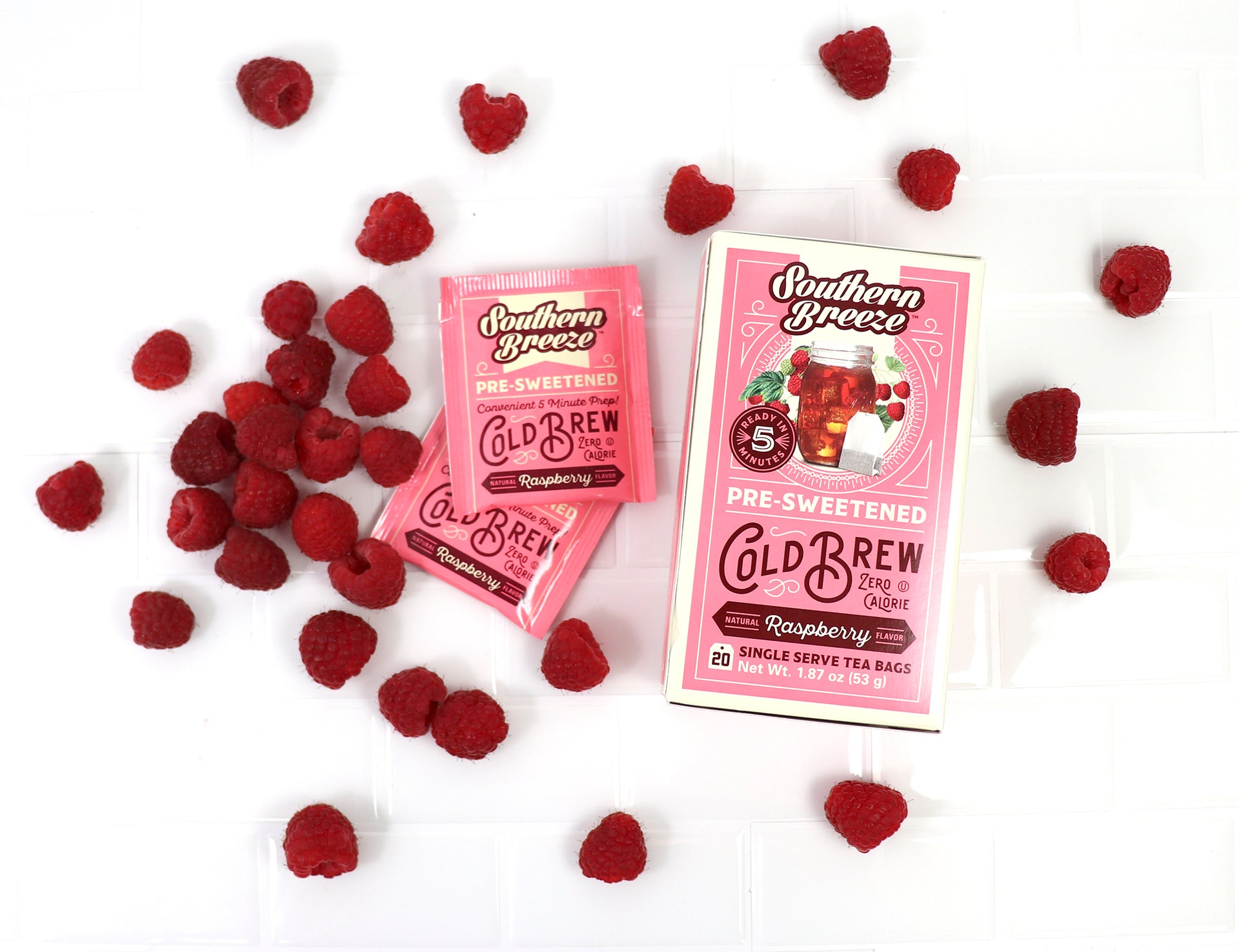 Southern Breeze Cold Brew Sweet Iced Tea Berry Bundle - Raspberry flavor along with Raspberry and flavor sachets