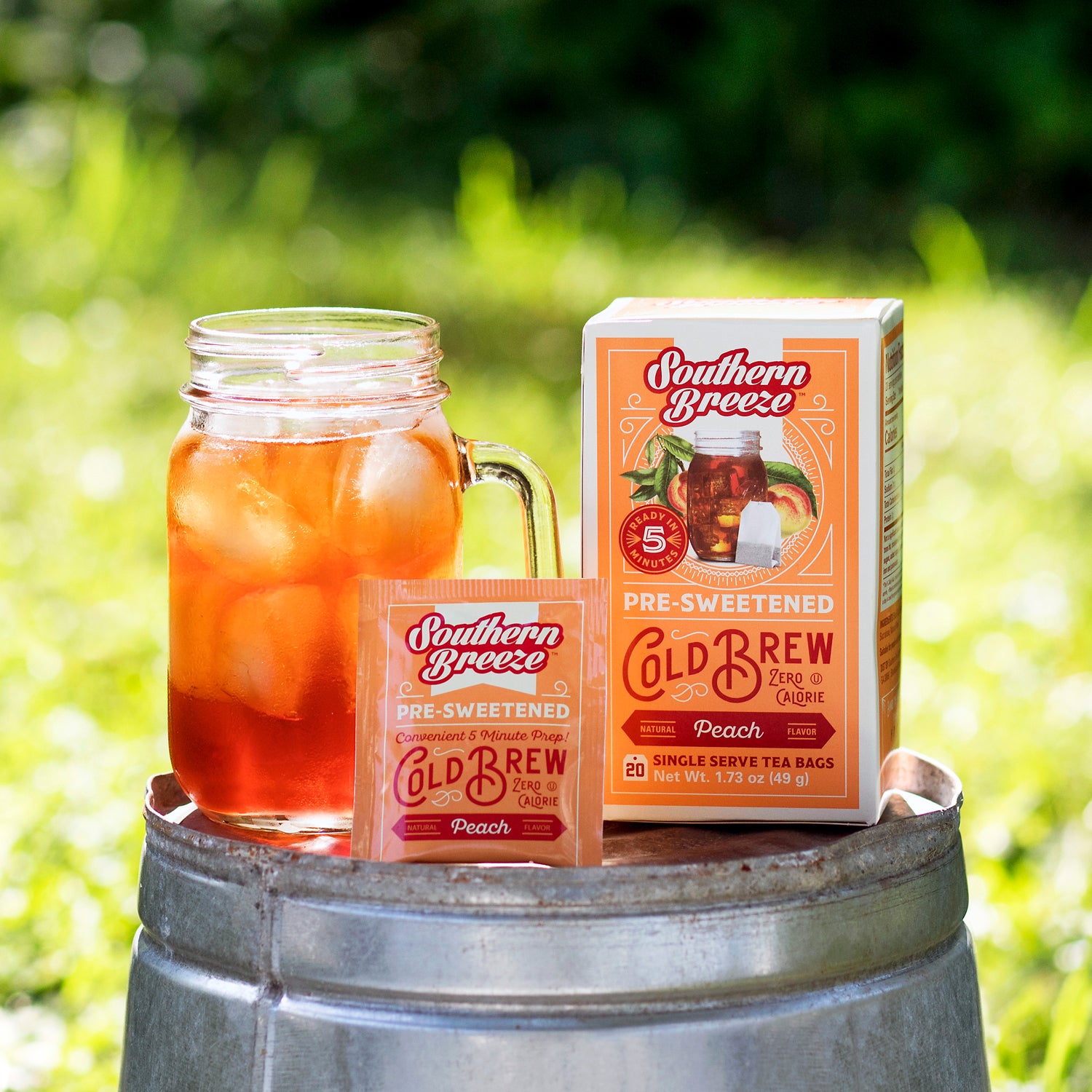 Southern Breeze Peach Sweet Iced Tea with iced tea jar