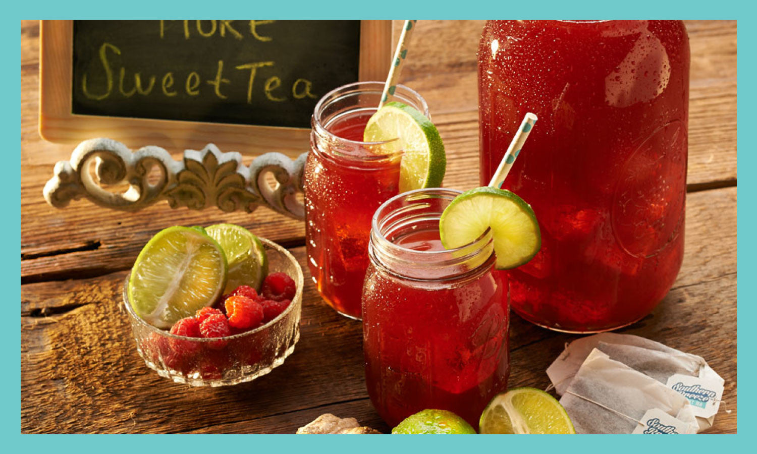 Raspberry Ginger Lime Sweet Tea Recipe using Southern Breeze Sweet Tea