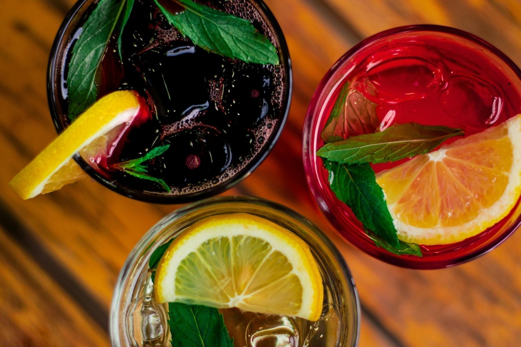 3 Glasses of Lemon Iced Tea Mix Drinks