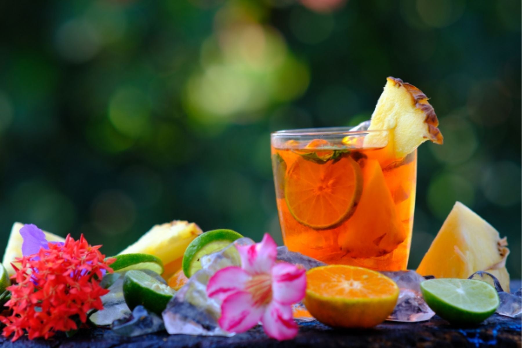 Southern Breeze iced tea with pineapple and fruit.