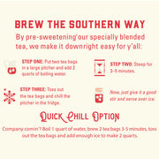 Instructions for brewing tea using a Southern method on a white background