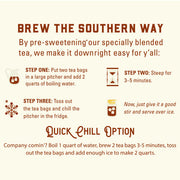 Instructions for brewing tea using a Southern method on a beige background
