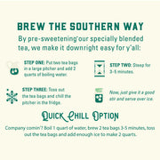 Instructions for brewing tea using a Southern method on a white background