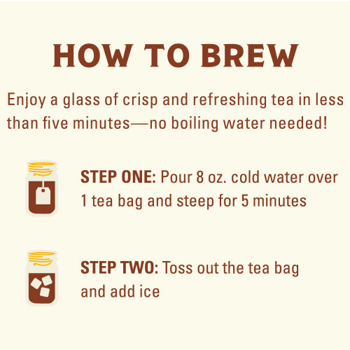 Instructions on how to brew iced tea with step-by-step guidance.