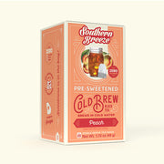 Southern Breeze Peach pre-sweetened cold brew black tea packaging on a white background