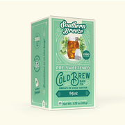 Box of Southern Breeze pre-sweetened cold brew black tea with mint flavor on a white background