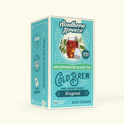 Box of Southern Breeze Decaffeinated Black Tea Cold Brew on a white background