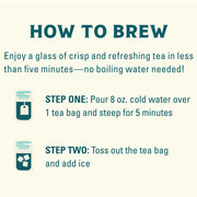 Instructions on how to brew tea with icons and text on a white background