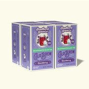 Four boxes of Southern Breeze Cold Brew Blackberry Decaffeinated Black Tea on a white background