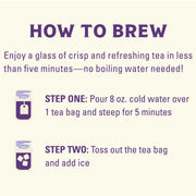 Instructions on how to brew tea with a purple and white background