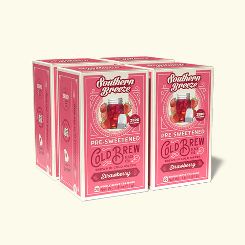 Strawberry Cold Brew Tea 4 Pack | Zero Calorie Iced Tea