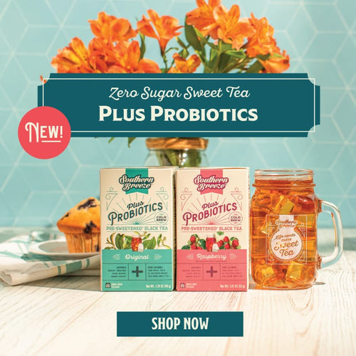 Zero sugar sweet tea plus probiotics original and raspberry