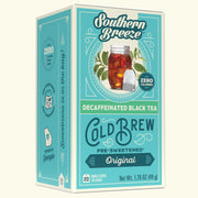 Box of Southern Breeze Decaffeinated Black Tea Cold Brew on a white background