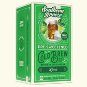Green box of Southern Breeze Lime Cold Brew tea on a white background