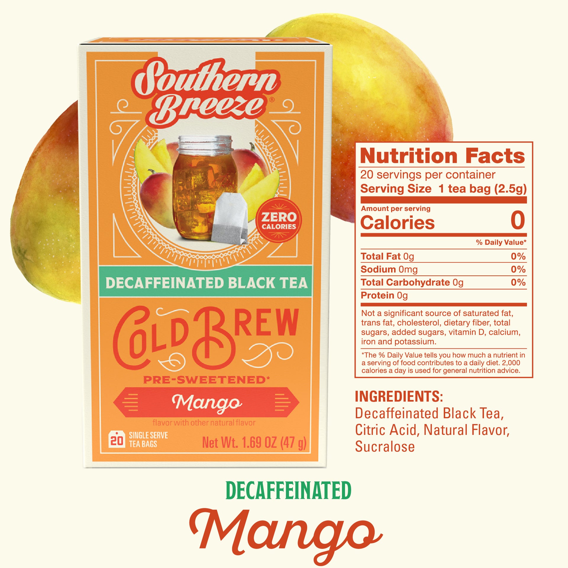 Southern Breeze Decaf Mango Cold Brew Nutrition Facts and Ingredients