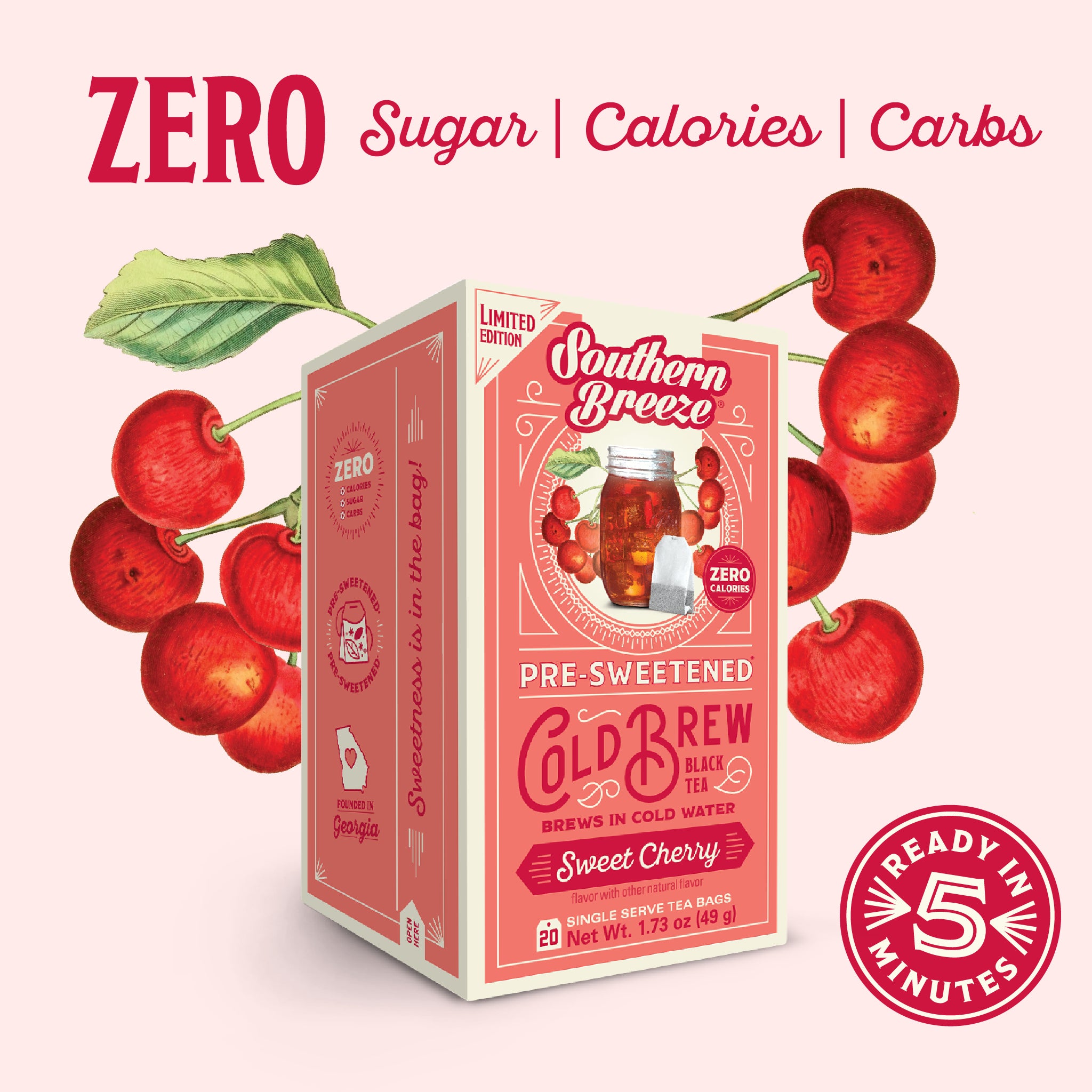 Sweet Cherry Cold Brew Tea | No Sugar, Zero Calorie