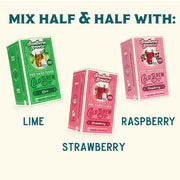 Three boxes of Southern Breeze pre-sweetened cold brew drinks in lime, raspberry, and strawberry flavors on a white background.