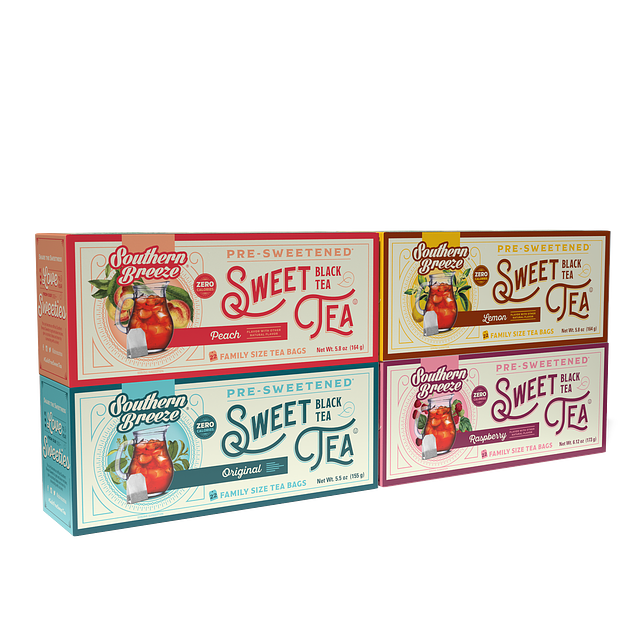 tea carton variety with peach, original, raspberry, and lemon