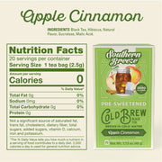 Southern Breeze Apple Cinnamon Iced Tea nutritional label and ingredient statement