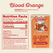 Southern Breeze Blood Orange Iced Tea nutritional label and ingredient statement