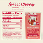 Southern Breeze Sweet Cherry Iced Tea nutritional label and ingredient statement