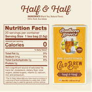 Southern Breeze Pre-Sweetened Cold Brew Black Tea Half & Half package with nutrition facts label on a beige background