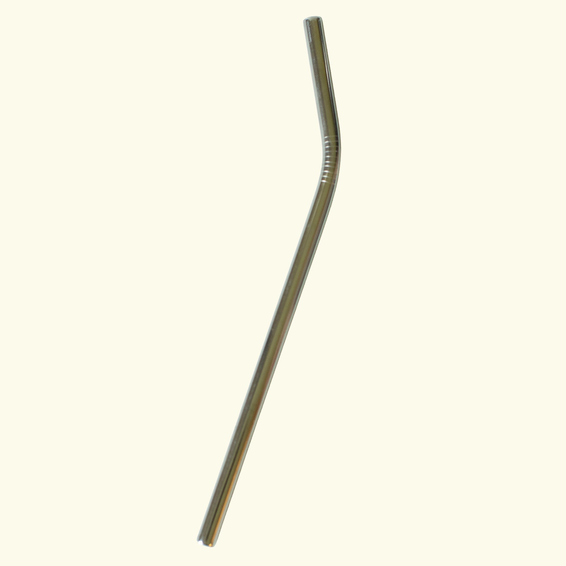 Reusable stainless steel drinking straw with a bend in the straw