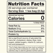 nutrition facts 20 servings per container with one tea bag as serving size. zero calories per serving