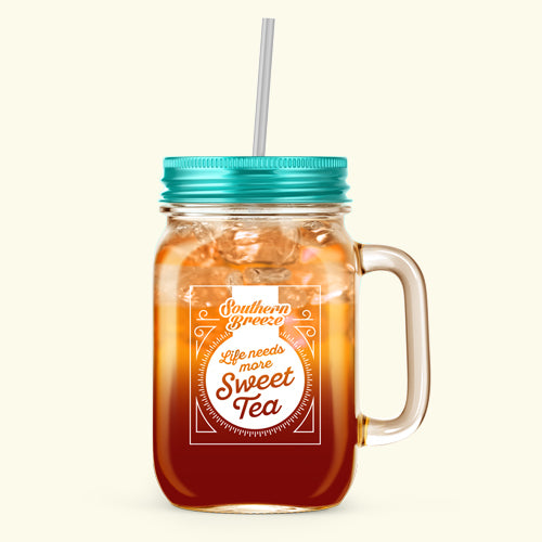 Rendering of Southern Breeze Sweet Tea Glass Mason Jar with Lid & Straw